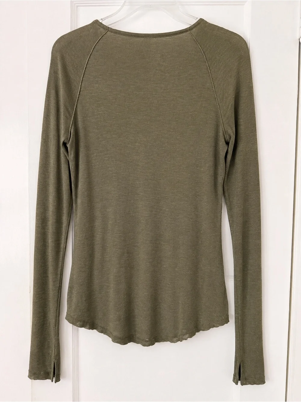 Free People Intimately Bae Bae Layering Top Hunter Green Long Sleeve Size Large
